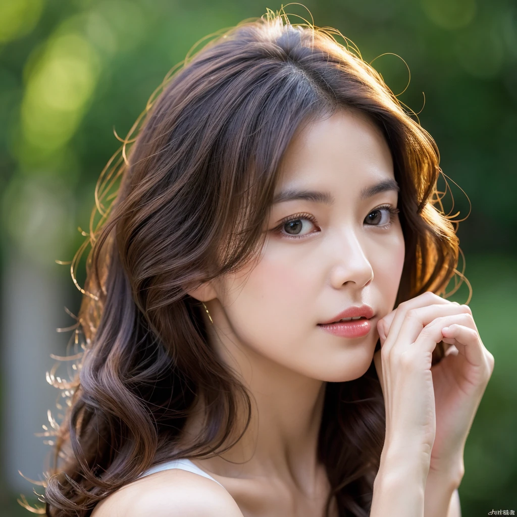 Beautiful mature woman with beautiful wavy long hair, Beauty, Ultra-high resolution,(Realistic:1.4), ((Highest quality)), ((masterpiece)), (be familiar with),