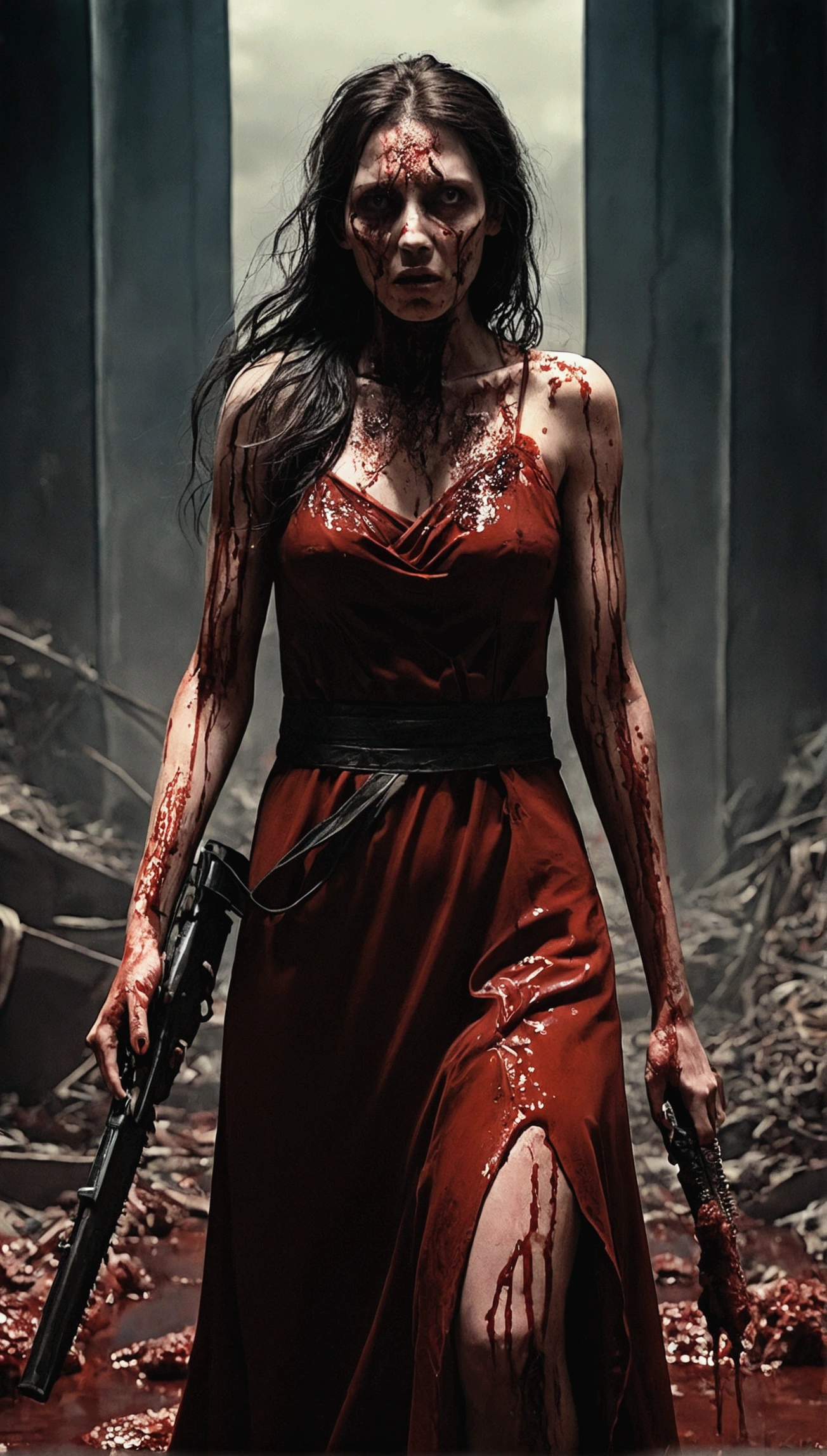 woman horror apocalypse, blood, death