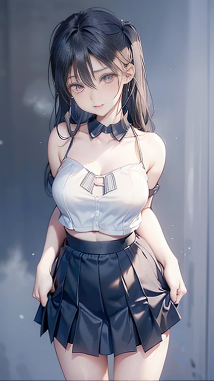 (Highest quality)), ((masterpiece)), (detailed), Natural light,Perfect Anatomy,One Woman, pretty woman,Very sexy,Baby Face,yn,Small breasts,Woman standing on floor,(((Skirt lift 1.9)),
Beautiful woman,8-head body line,Small face,Beautiful Face,Big eyes,Beautiful Eyes,Beautiful double eyelids,Beautiful teeth alignment,Beautiful body lines,Slender body,Beautiful Hands,Beautiful feet,Long hands,Long legs,Long and supple hair,Twin tails,Shiny Hair,Beautiful black hair,Full Body Shot,Embarrassed expression,blush,Crying face,mouth half open,Beautiful shoulders,Beautiful clavicle、(Sweat),((Steam 1.4)),Embarrassed expression,blush,humiliation,((Open-collar shirt,White shirt 1.3)),Shoulder out,Beautiful shoulders,Beautiful clavicle,Not wearing a bra,Nipples that seem to be visible,(((Valley 1.7))),mini skirt,White panties,