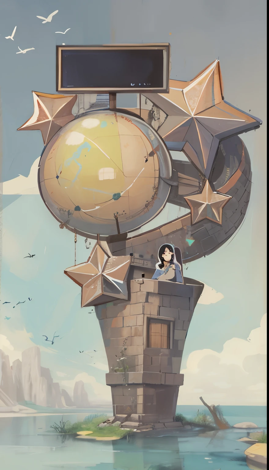  The End，Glory Temple，Horizontal version，Cartoon，Simple picture，Exquisite picture，Hand Painted