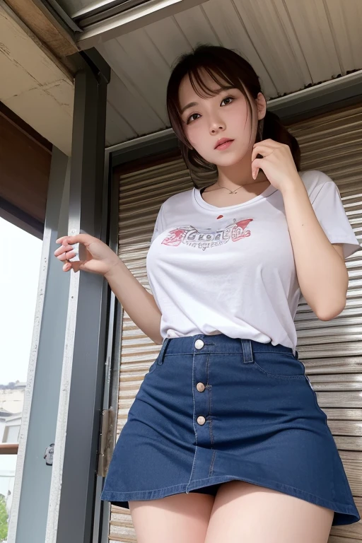 The wife next door、
25 years old Hanging out laundry on the balcony、
Her panties peeking out from under her short skirt are steamy and stained。
An angle from below, looking up at it.。
A large chest dripping with sweat。
Flushed cheeks are cute