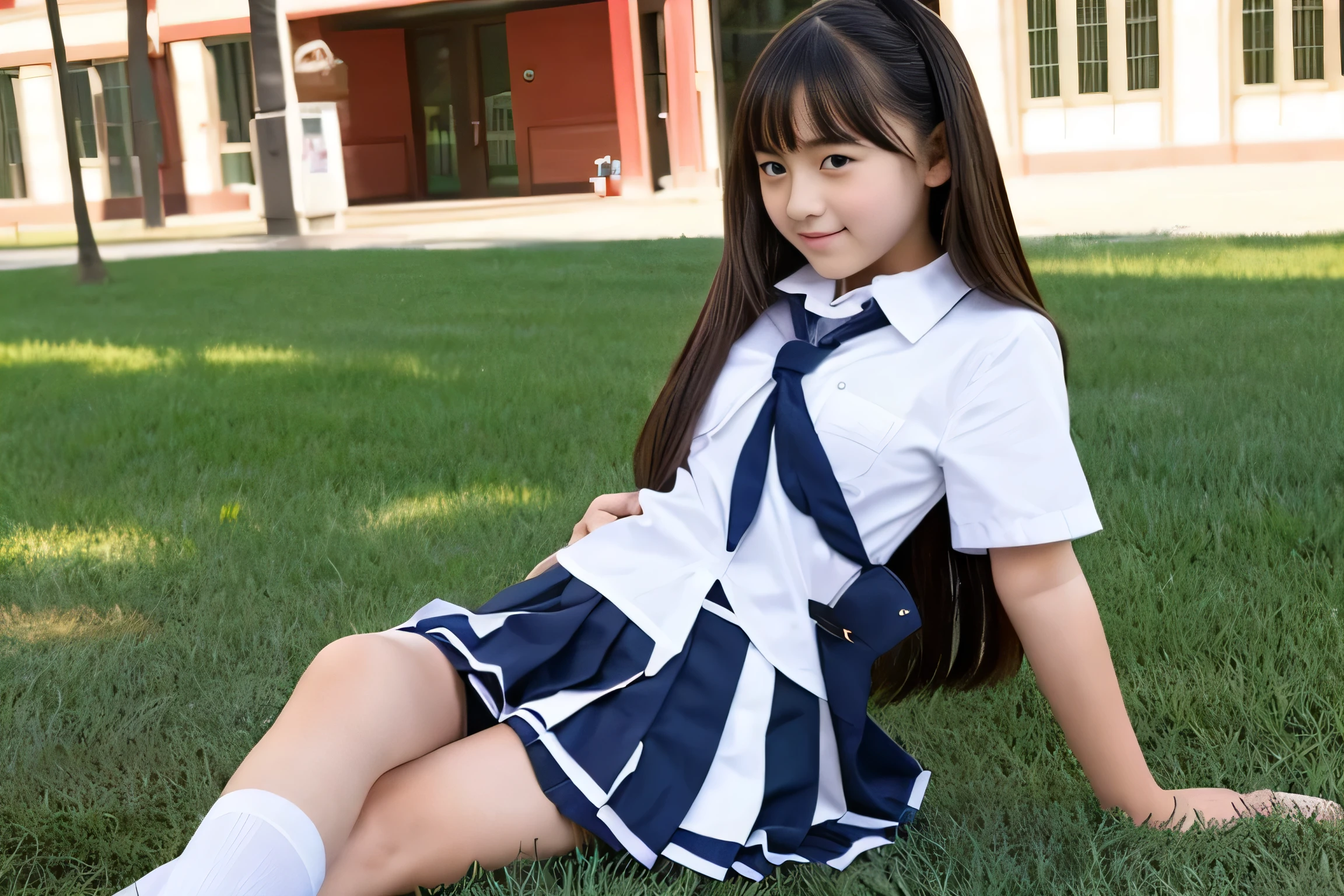 Top quality, , loli, 12 yes old,iness, white panties, school uniform, ((( Towering body, towering socks)),