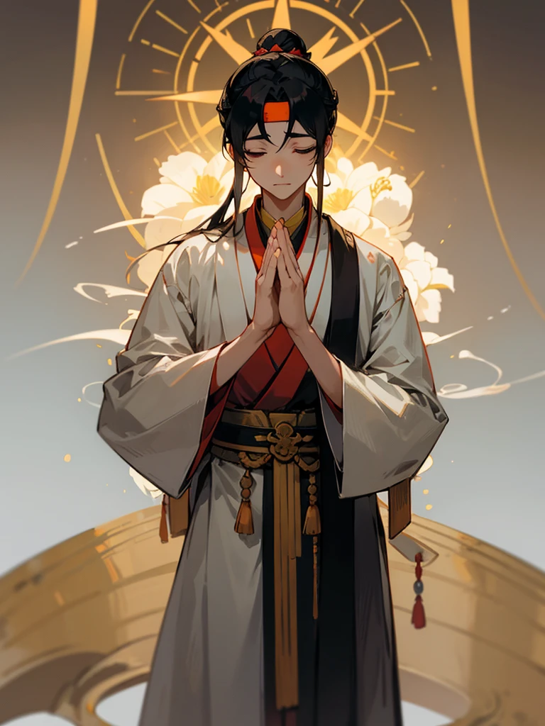 
Amitabha、Joining hands in prayer、Halo、High-quality、Golden phase、Zazen、mercy、love、Black Hair Male、Flesh bun