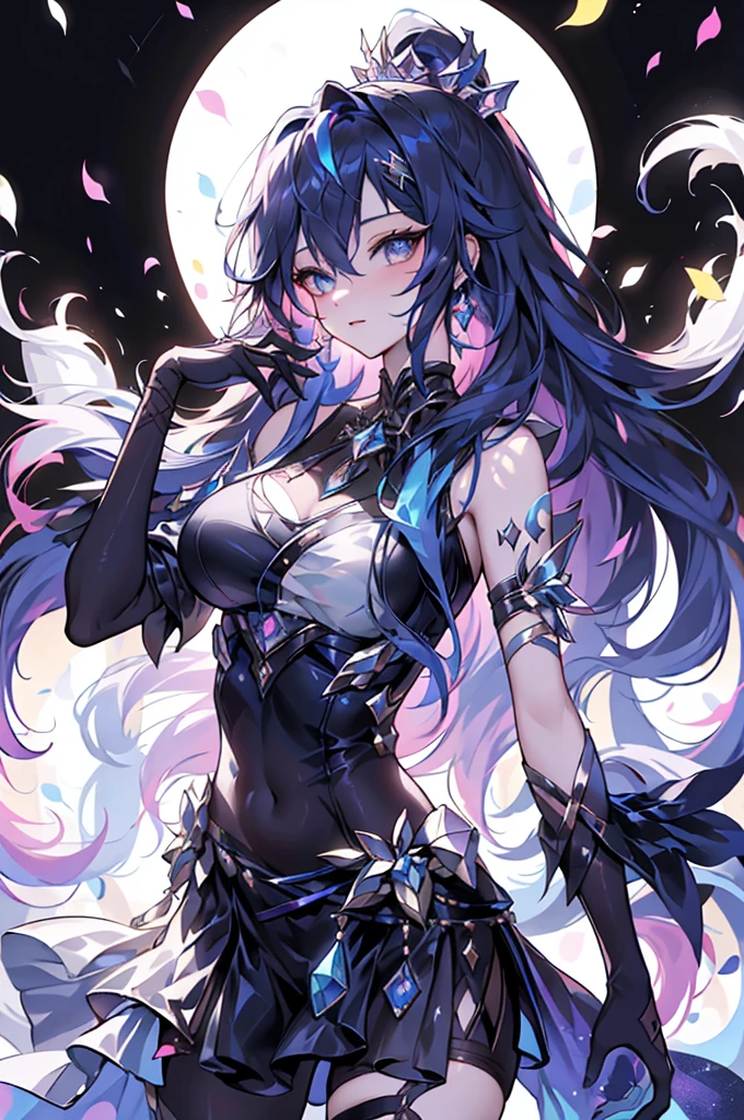 {{masterpiece}},Best quality,Highly detailed CG Unity wallpaper,light,lens flare,Beautiful and delicate eyes,Colorful hair,彩色light,particulates,Different colors,(One color:1.5), (Colorful hair:1.5),Gale