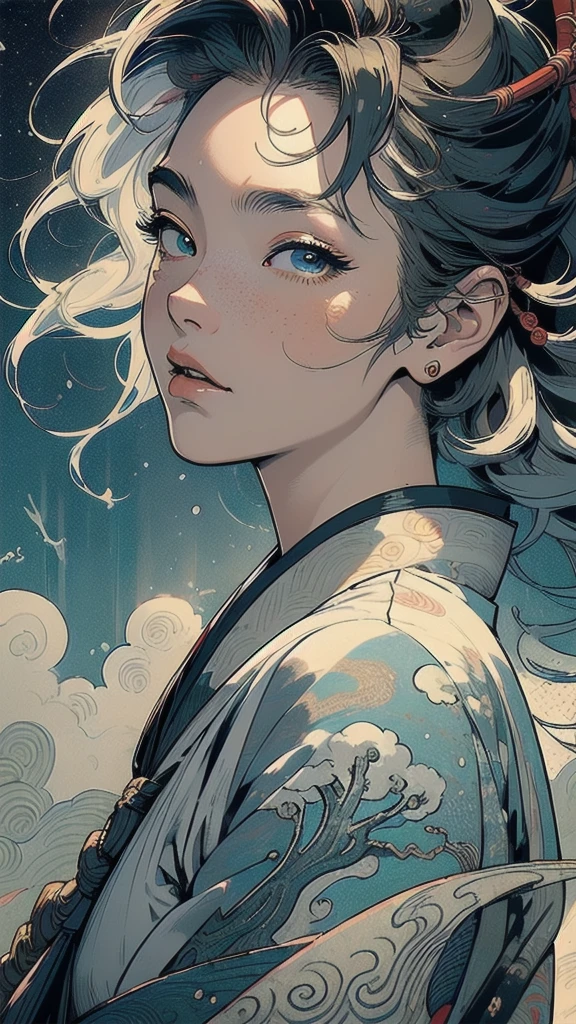 (((masterpiece, highest quality))),,(((solo:1.2))),(((1girl:1.2))),32k wallpaper, very detailed, poster, vintage science fiction,(((((portfolio))))),(((((Close-up))))),(((((bust up))))),((((more various angle)))),((((highlight)))),((((heterochromia)))),(((complete. detailed face))),(((detailed unlimited complete equipment : rail gun))),(((((Absolutely Realistic Clouds background))))),(((Texture for people : halftone))),((Open your mouth wide)),(((((Wind God and Thunder God))))),(((Ukiyo-e)))