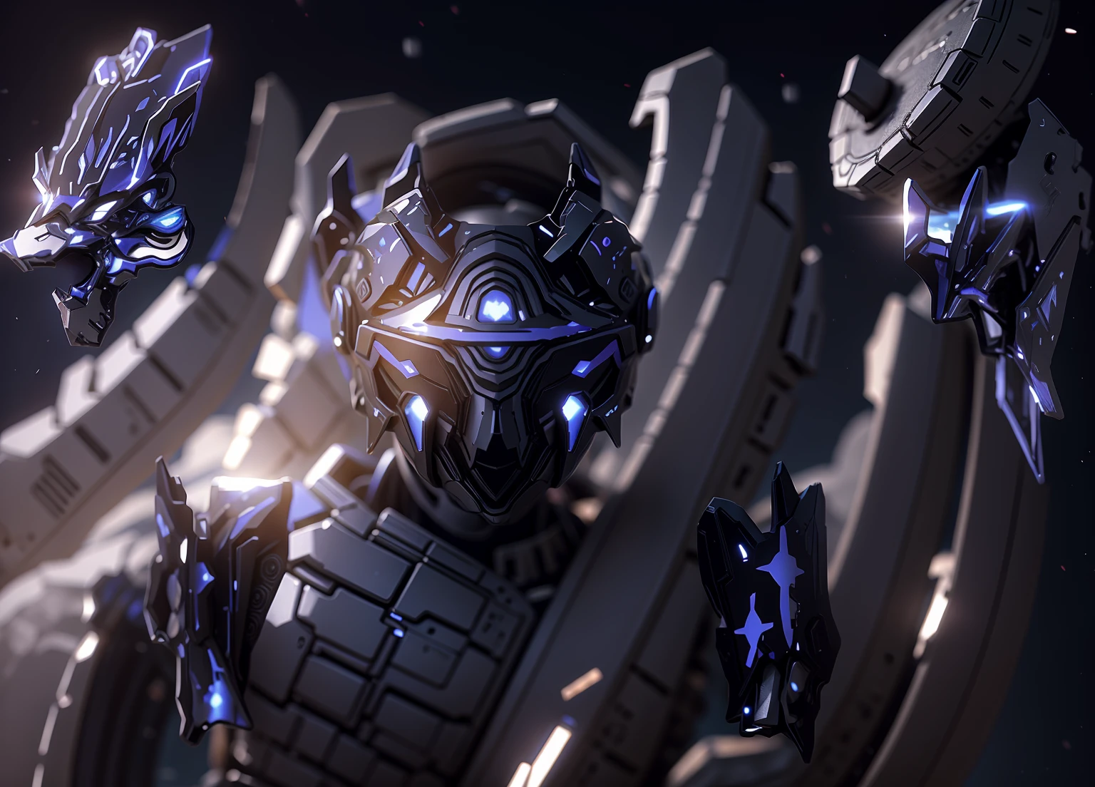 The color changes from starry sky to blue and purple，Some starry blue and starry purple（Ensure its layering and armor texture，Starry sky color as main color）