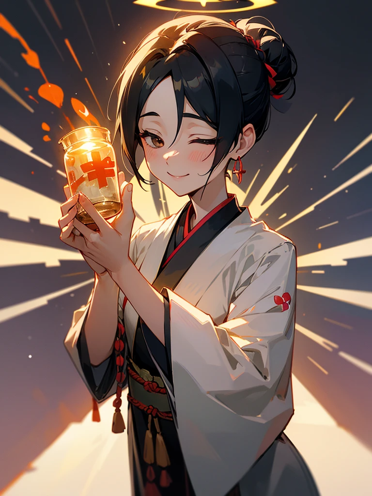 
Amitabha、Imprint、Halo、Zazen、mercy、love、Black Hair 、smile、Flesh bun、Holding a medicine jar