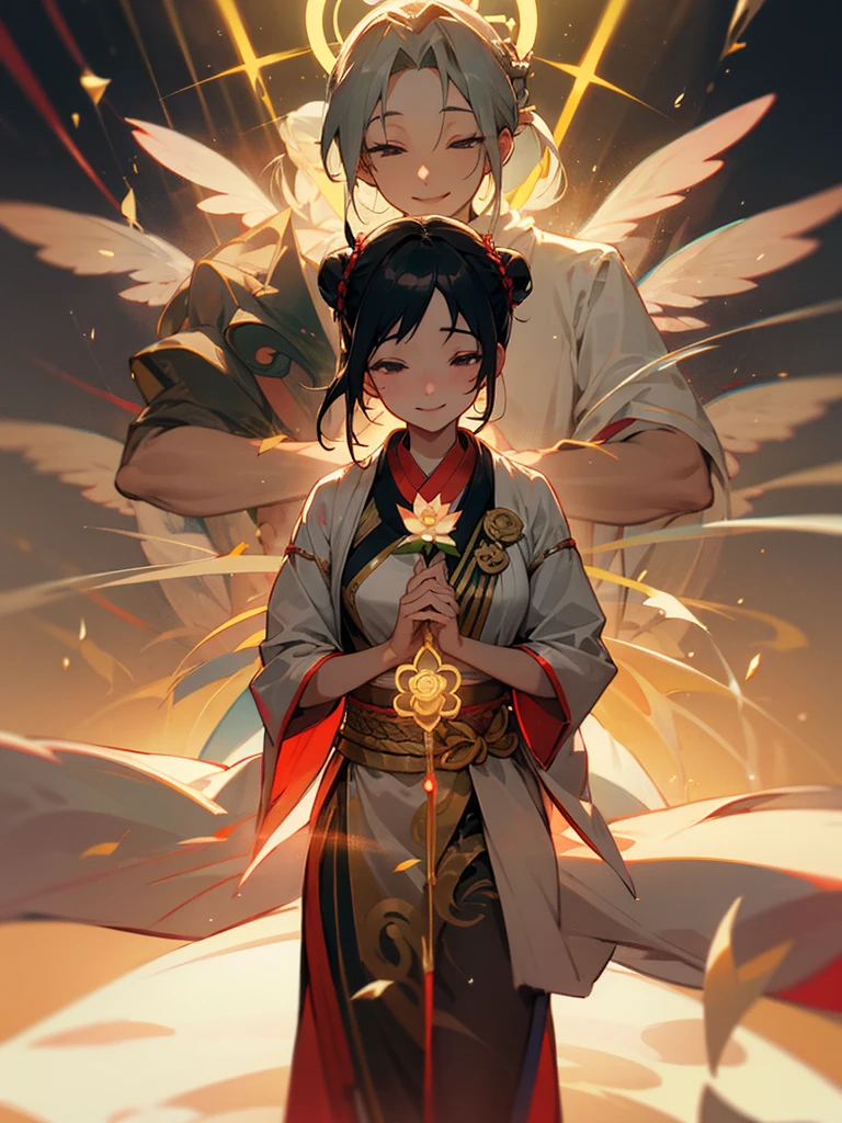 Amitabha、Imprint、Halo、Zazen、mercy、love、Black Hair 、smile、Flesh bun、Lotus