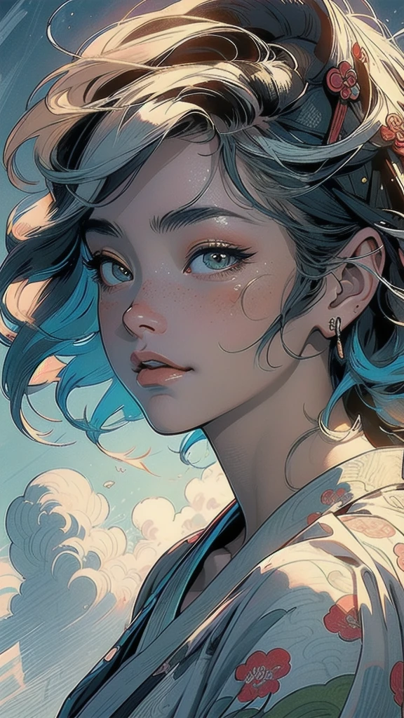 (((masterpiece, highest quality))),,(((solo:1.2))),(((1girl:1.2))),32k wallpaper, very detailed, poster, vintage science fiction,(((((portfolio))))),(((((Close-up))))),(((((bust up))))),((((more various angle)))),((((highlight)))),((((heterochromia)))),(((complete. detailed face))),(((detailed unlimited complete equipment : rail gun))),(((((Absolutely Realistic Clouds background))))),(((Texture for people : halftone))),((Open your mouth wide)),(((Wind God and Thunder God))),(((Ukiyo-e))),