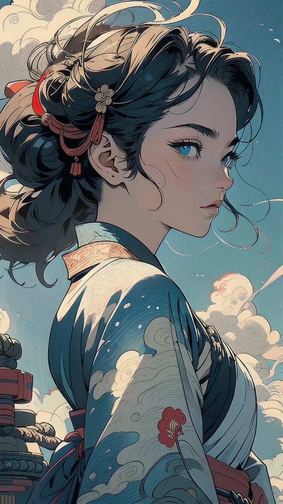 (((masterpiece, highest quality))),,(((solo:1.2))),(((1girl:1.2))),32k wallpaper, very detailed, poster, vintage science fiction,(((((portfolio))))),(((((Close-up))))),(((((bust up))))),((((more various angle)))),((((highlight)))),((((heterochromia)))),(((complete. detailed face))),(((detailed unlimited complete equipment : rail gun))),(((((Absolutely Realistic Clouds background))))),(((Texture for people : halftone))),((Open your mouth wide)),(((Wind God and Thunder God))),(((Ukiyo-e))),