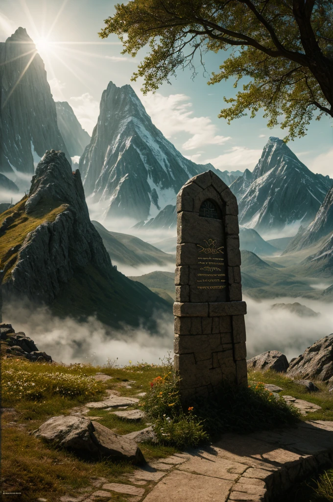 Signpost, ultra detailed fantasy, Firing, Realistic, down, Roleplaying, Lord of the Rings Game Design Fan Art with Concept Art, behance hd, Art Station, Deviant Art, Global illumination with a glowing aura Global illumination Ray tracing HDR rendering (Unreal Engine 5)