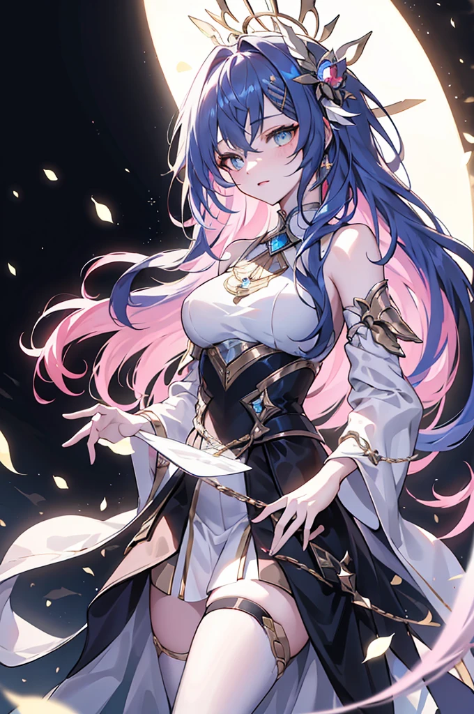 {{masterpiece}},Best quality,Highly detailed CG Unity wallpaper,light,lens flare,Beautiful and delicate eyes,Colorful hair,彩色light,particulates,Different colors,(One color:1.5), (Colorful hair:1.5),Gale