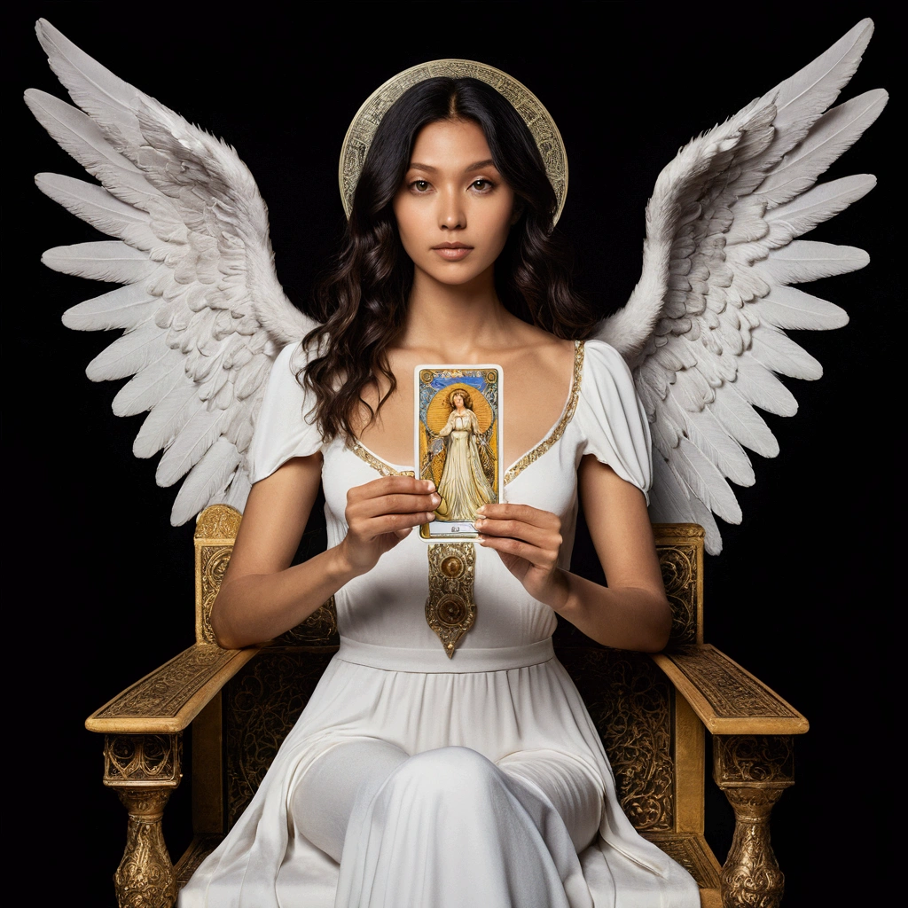 Angel holding a tarot card