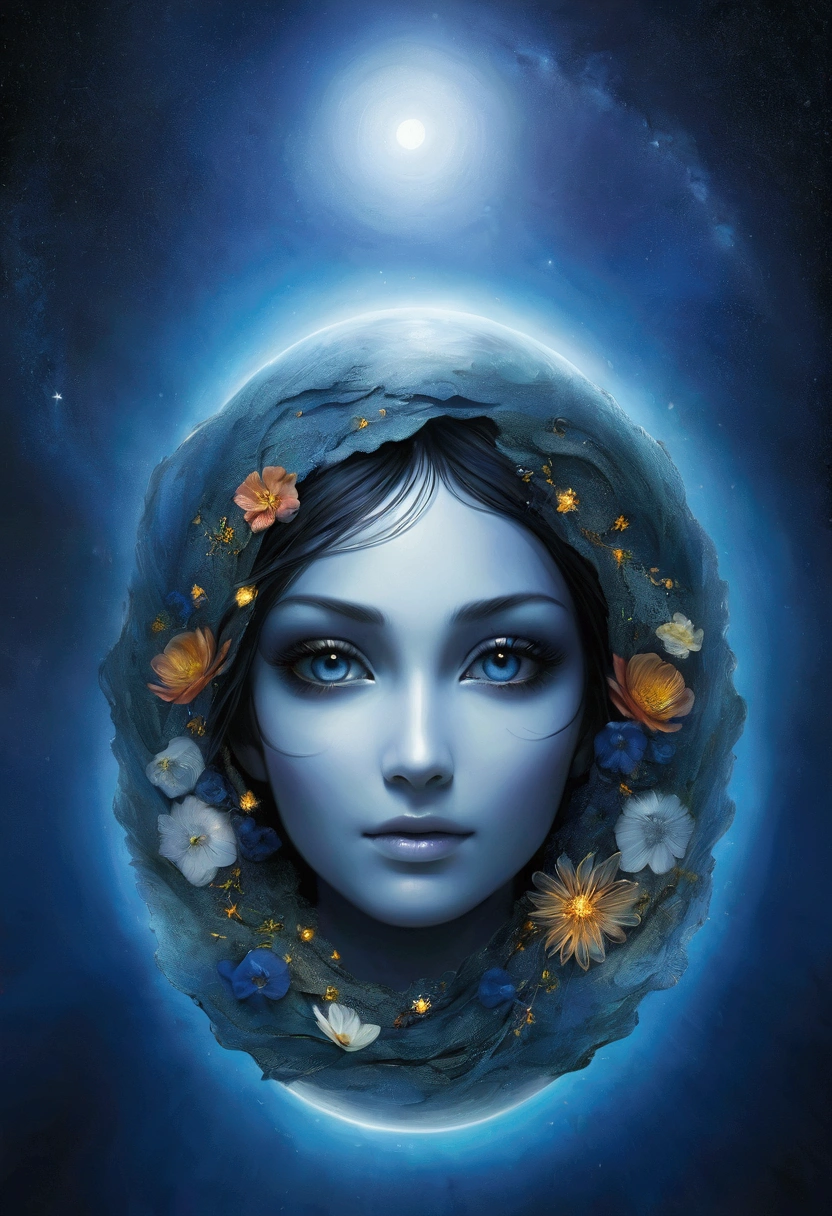 {
"prompt": "A detailed image showing the formless and empty earth, with darkness covering the face of the abyss. The scenery shows a vast expanse of calm, dark water. A soft, bright light represents the Spirit of God, moving gently over the surface of the water, bringing a feeling of calm and heavenly power. The sky in the background is starry, with a touch of magic and mystery.",
"size": "1024x1024"
}