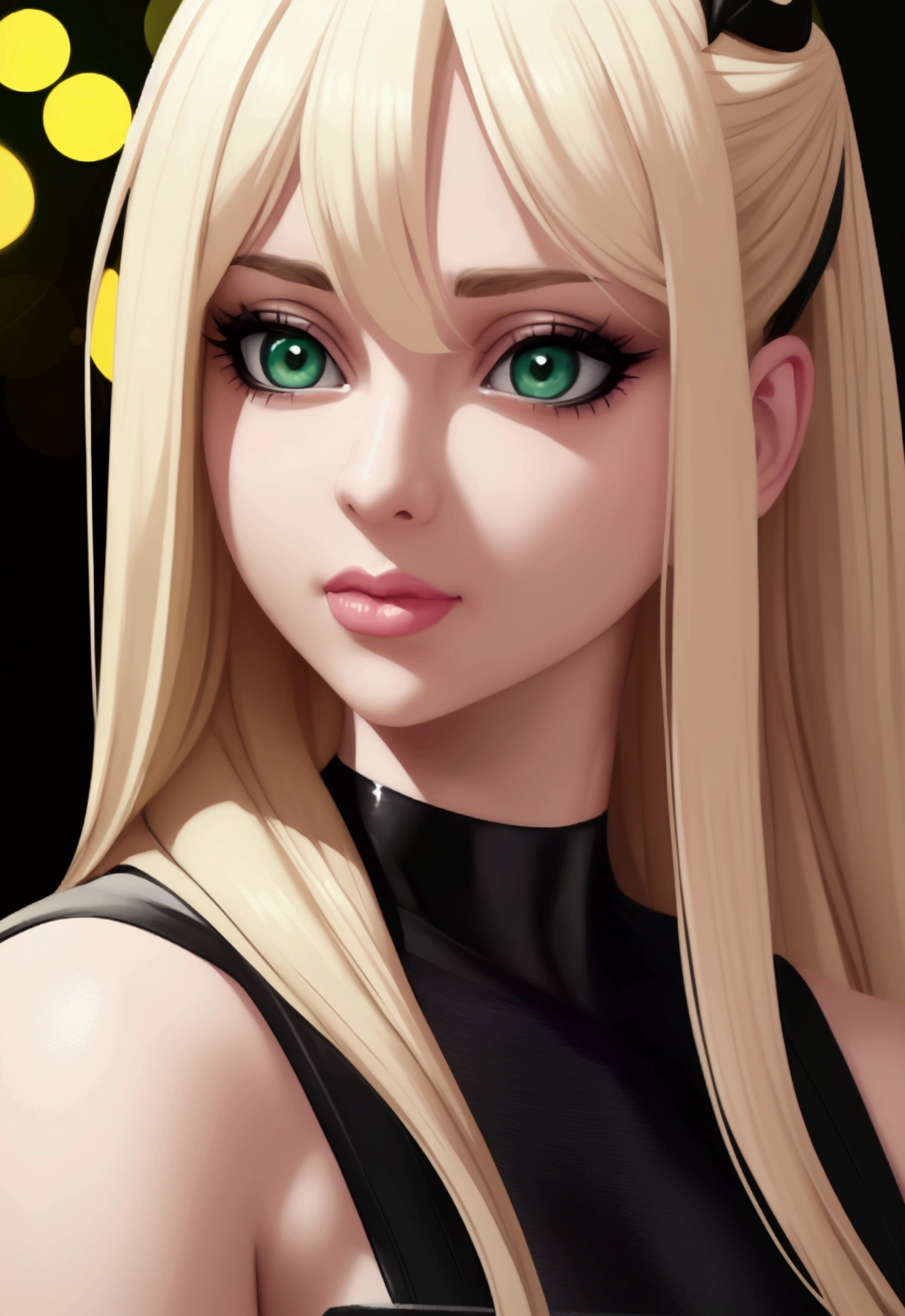Woman Blonde Hair、Green Eyes、Pink bat、Black top, Realistic art style, Painting a portrait of Ross, Art Germ Portraits, アニメのRealistic art style, 4K Realistic Digital Art, 4K Realistic Digital Art, 8K Art Germany Bokeh, deviantart artstation cgscosiety, artgerm very detailed, Created by Anime Painter Studio, RossDraw Digital Painting