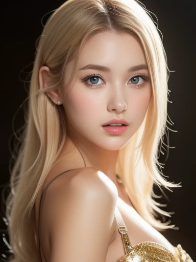 A woman of beauty in a fantastic space, Tight micro dress white and gold color, 98k, {{Masterpiece}}, Best Quality, High Quality:1.4), {{[[FRONT LOOK}}, eye_contact, Various poses)]], very pretty look face, and very pretty eyes, cute images, lovely images, {{whole full body}}, {{{{{{{{Long legs}}}}}}}}, {{{{slim sexy body}}}}, {{{{{{Tall woman}}}}}}, {{177 cm tall}}, solo, beautiful, lovely, adorable, pale skin, {{18to 22 years old German girl}}, look beautiful German girl and blue eyes or green eyes with platinum blonde hair color), Nordic German young girl, {{{{{{{{{{full body}}}}}}}}}}, {{{{{{{{{{high_heels}}}}}}}}}}, (((fully body)))
