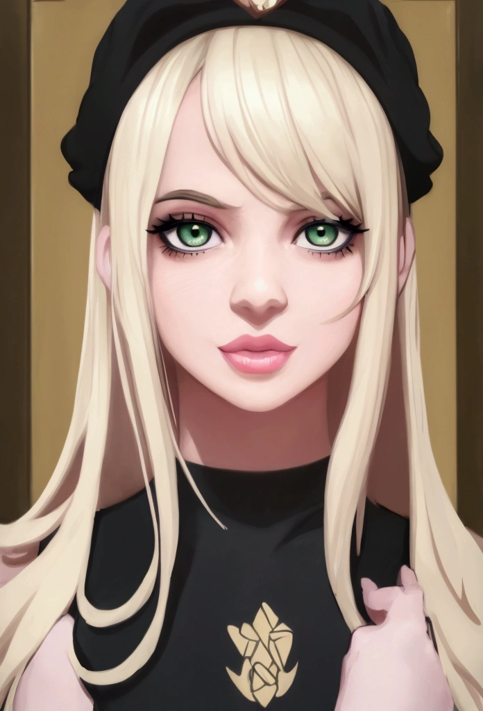 Woman Blonde Hair、Green Eyes、Pink bat、Black top, Realistic art style, Painting a portrait of Ross, Art Germ Portraits, アニメのRealistic art style, 4K Realistic Digital Art, 4K Realistic Digital Art, 8K Art Germany Bokeh, deviantart artstation cgscosiety, artgerm very detailed, Created by Anime Painter Studio, RossDraw Digital Painting