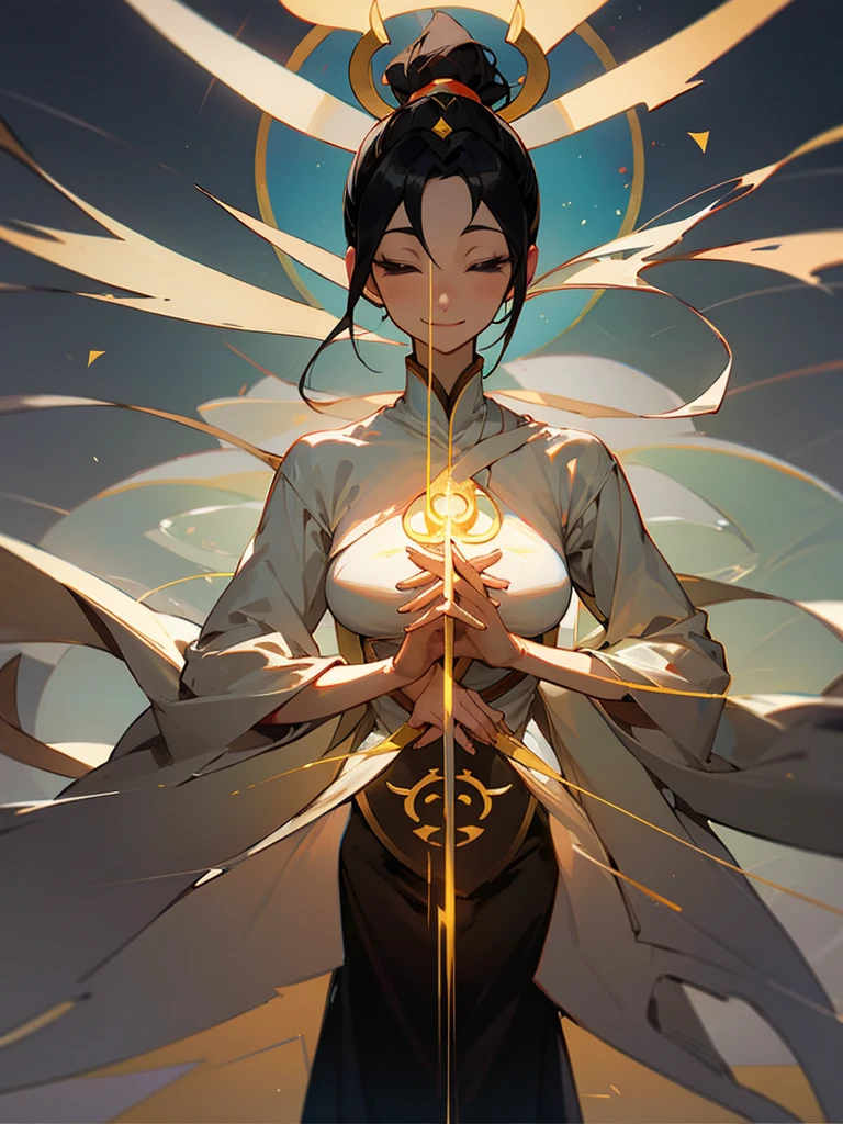 Amida、Zazen、mercy、like、Black Hair 、smile、Lotuasterpiece, Anatomically correct, accurate, Highest quality,