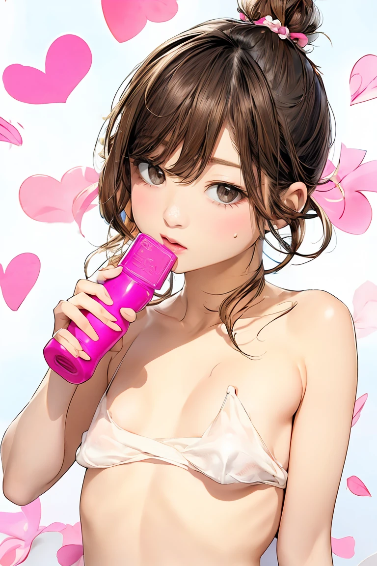 woman, cute,Big eyes, Long eyelashes, sexy, Perfect body, Nice breasts, Happy, Vector heart pattern, Red and white, cute, Soft tones, Isoscale, seamless, -yeld gi Small breasts, Delicate body, Young pink nipples, Swollen, immature breasts, (Nearly naked:1.2), sexual expression, Licking the male genitals, Dildo Handjob, Nasty handjob, Providing a dildo, Small breastsにディルドを当てる, Pinch with you, 