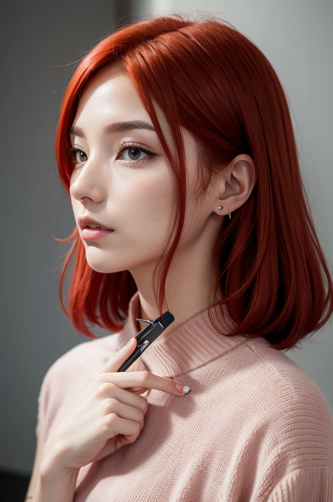  red hair with nose clip