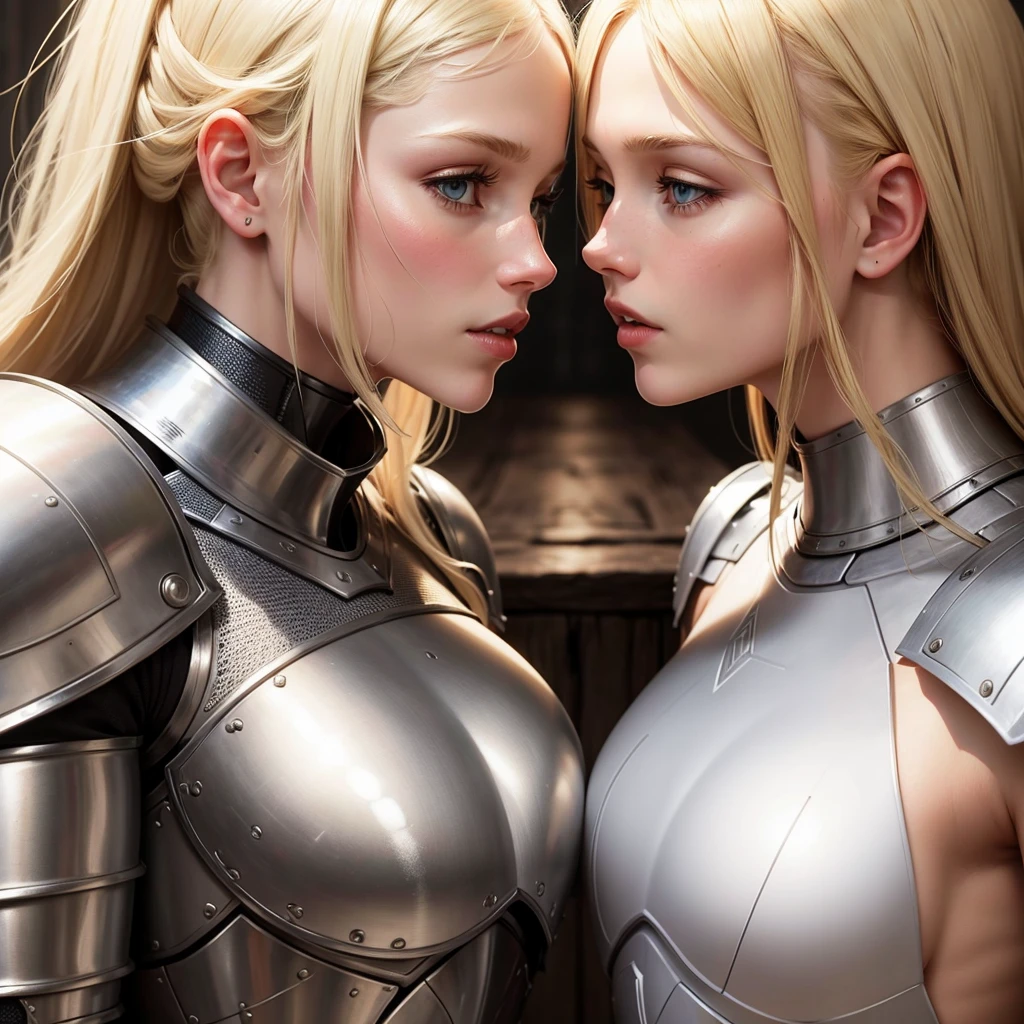 Blond girls white Womans. Armor kiss Womans