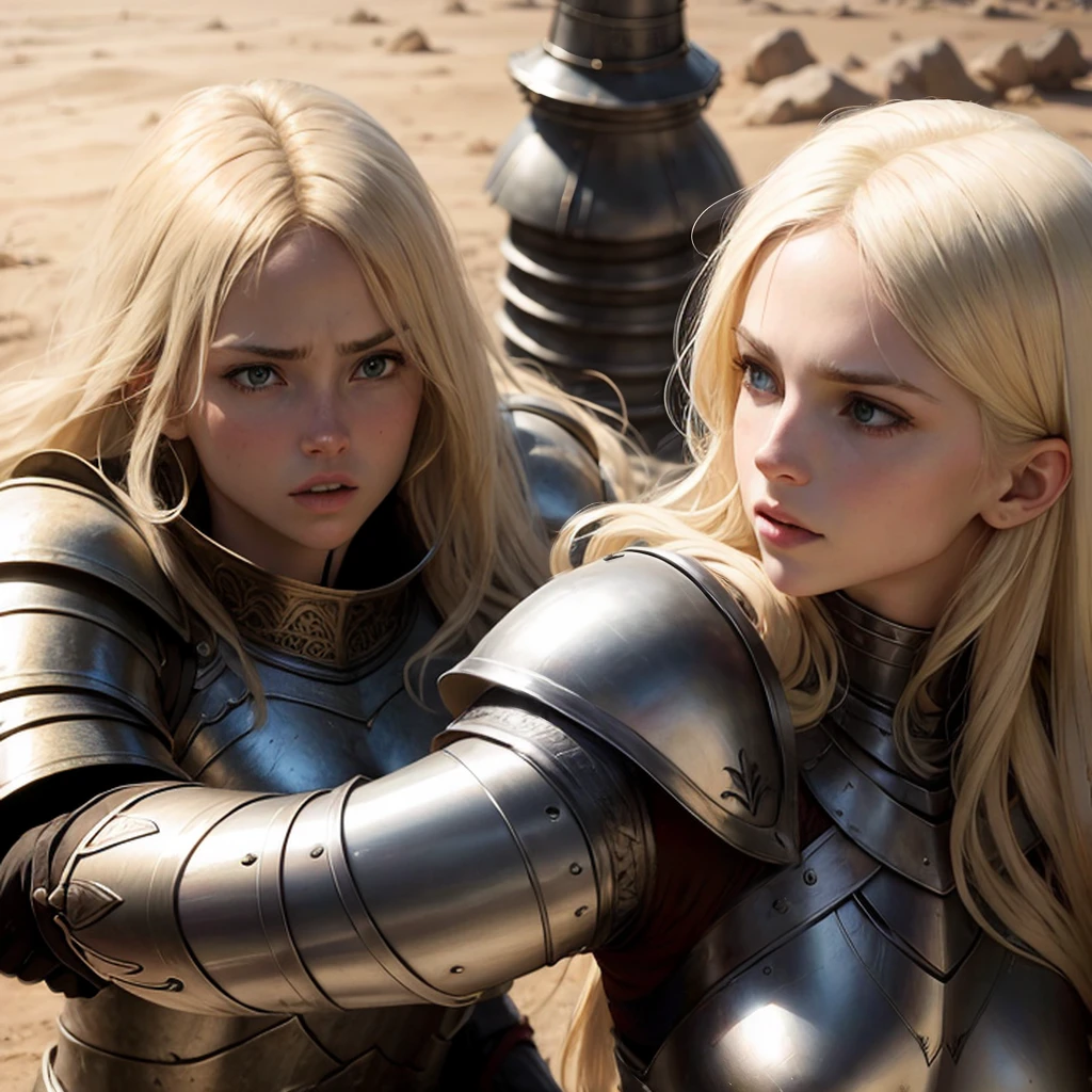 Blond girls white  Womans. Armor   Womans fight sword in african Womans Black 