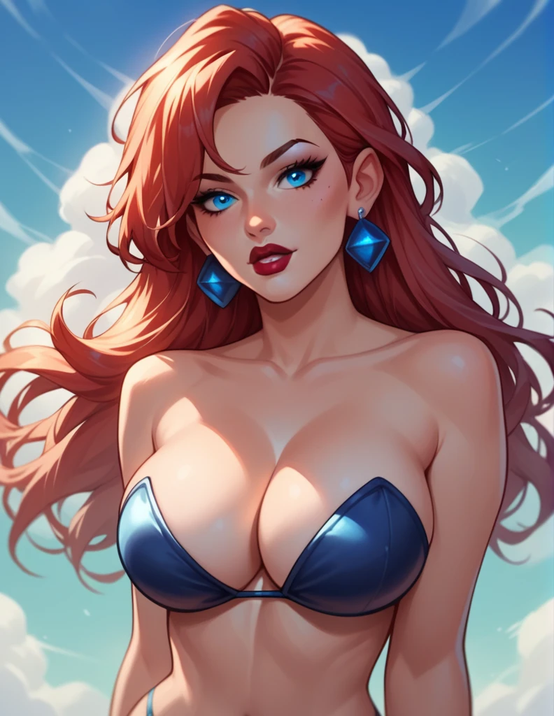 score_9, score_8_up, score_7_up,
source_anime, one
Women,big breasts , threader earrings,white straight hair, long hair, lipstick,blue eyes, strapless bikini