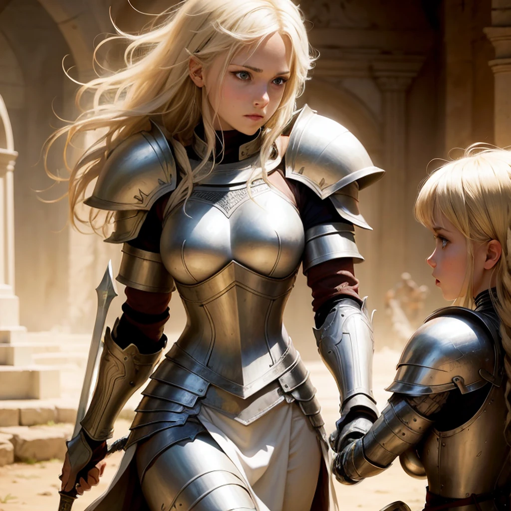 Blond girls white  Womans. Armor   Womans fight .sword in african Womans afroamerican 