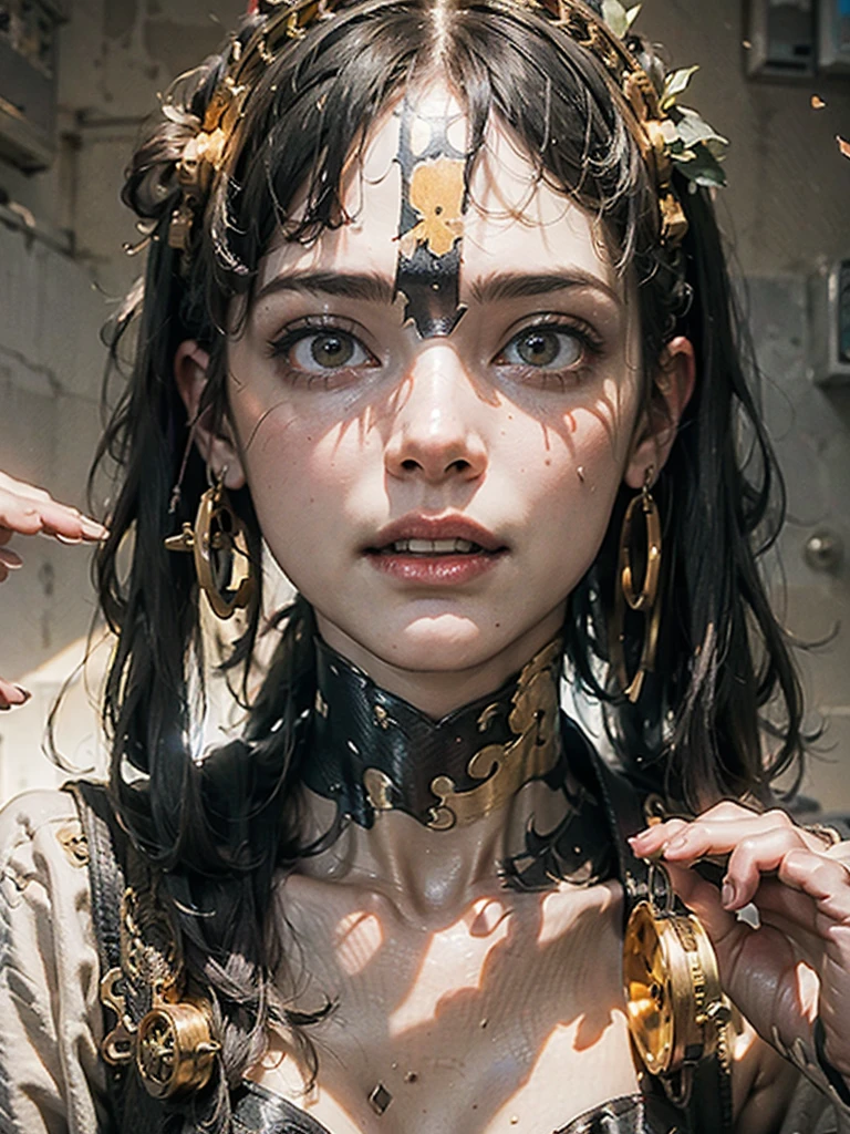 a creepy circus clown, detailed facial features, intricate makeup, colorful costume, ominous circus tent in the background, dramatic lighting, moody atmosphere, (best quality,4k,8k,highres,masterpiece:1.2),ultra-detailed,(realistic,photorealistic,photo-realistic:1.37),cinematic composition,dark fantasy,sinister,eerie,haunting