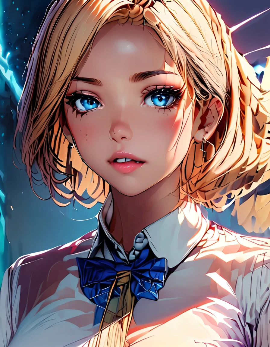 hot gaze, Hot, Rui々Beautiful lips, Glossy, Open Mouth, Leaking sigh, Ultra-high resolution, Accurate, Textured skin, Face Up Shot, Surrealism, The beauty and danger of growing from a girl to an adult, A symbol of miraculous beauty.