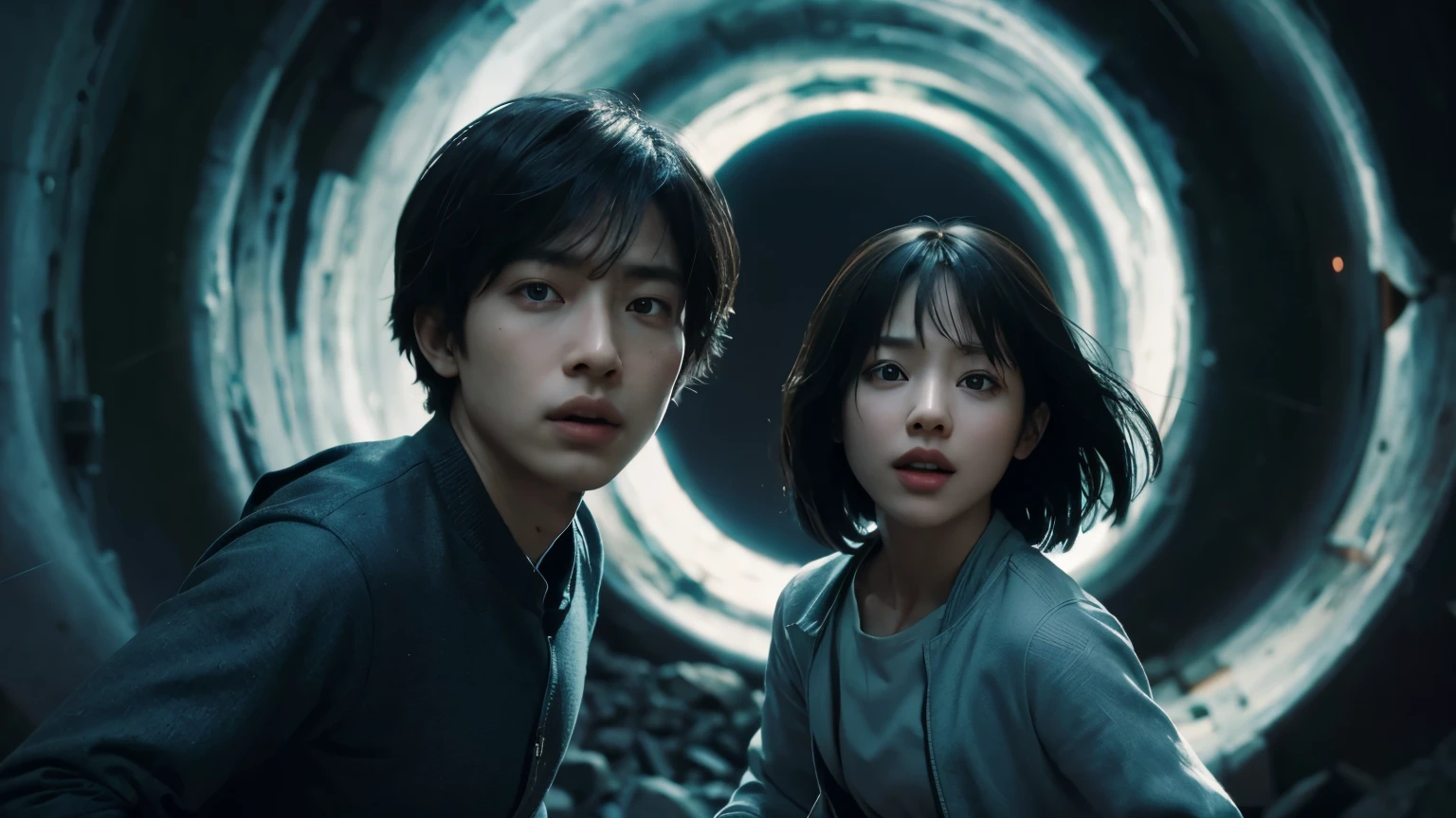 Image of two Arabic numerals standing in front of a dark tunnel, 実写movieStills of, 8K movie静止画, # movie, movie「arrival」Stills of, 実写movieのワンシーン, 2022年のmovie, 2019年のSF8Kmovieより, John Park, 壮大なSFmovieStills of