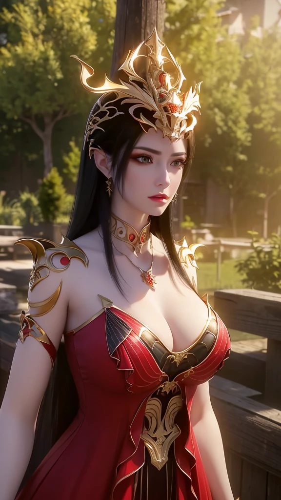 Masterpiece, absurdres, fine detail, HDR, highly detailed face and eyes, photorealistic, (8k, best quality, masterpiece:1.2), ultra-detailed, extremely detailed cg 8k wallpaper,fashion,
(crystalstexture skin:1.2), (extremely delicate and beautiful),
(masterpiece, best quality:1.2),1girl, solo, narrow waist, wide hips, (large breasts:1.2),long hair,black hair, medusa,,(looking at viewer:1.2), natural lighting, sexy pose, full body, outdoors,