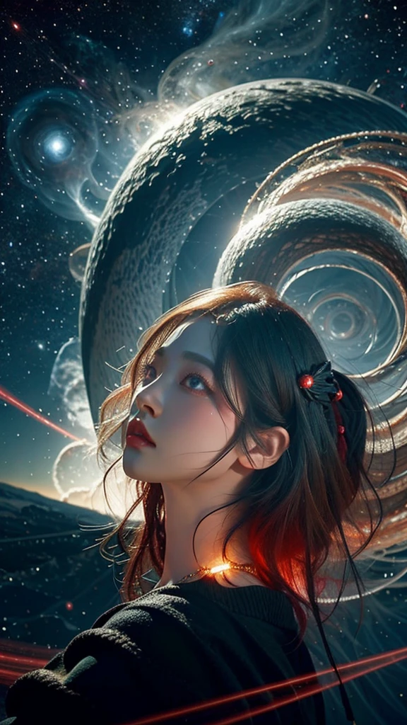 father, Almighty Creator of the universe, Bigger than all galaxies, Expressed as an ultra-large energy cloud in the middle of an ultra-detailed universe., very sharp, surreal, convoluted, 32K, realist style  