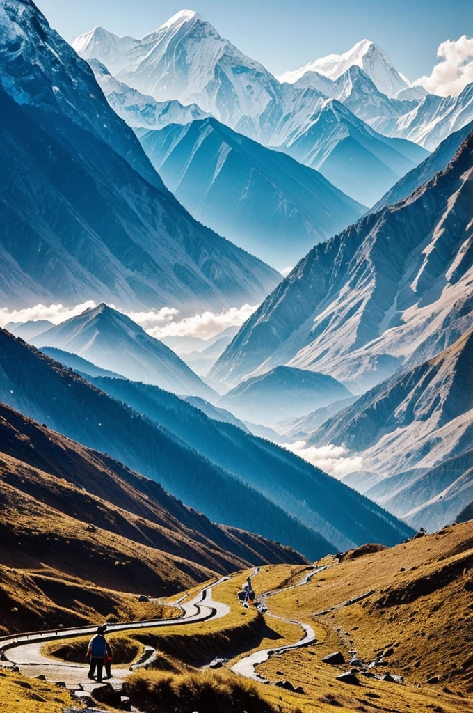 Generate an image of Nepal's nature, making it appear as if a human in Nepal captured it. The photograph should be exceptionally beautiful and look like the best picture. Include the text "Ishaan Rial clicked it" on the photo.