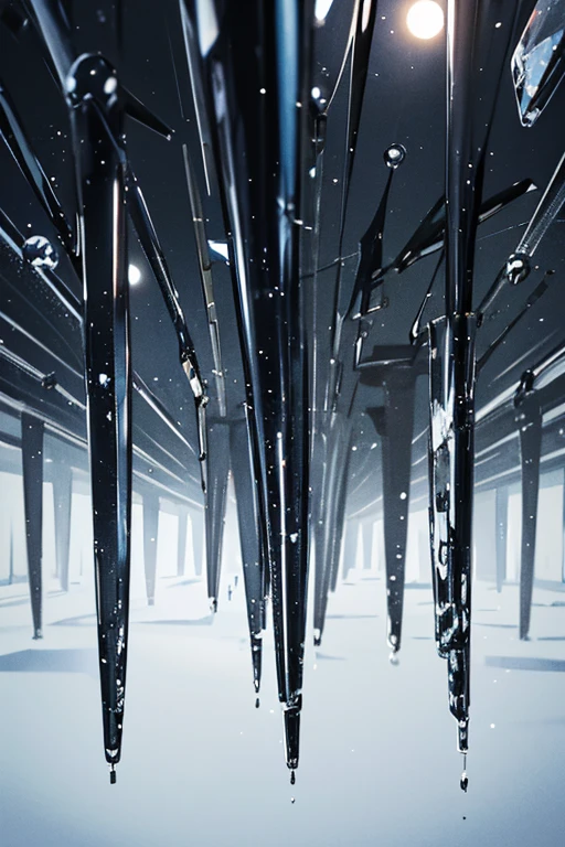Countless black icicles falling overhead。