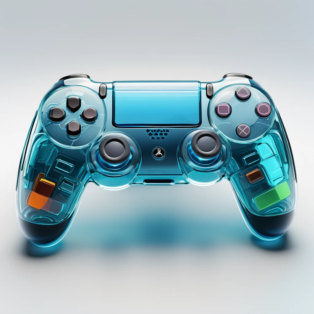3D icon, Game handle, Glass texture, colourful, no humans, white background, simple background, still life, shadow, science fiction, three sided view, 8k, super detail, best quality