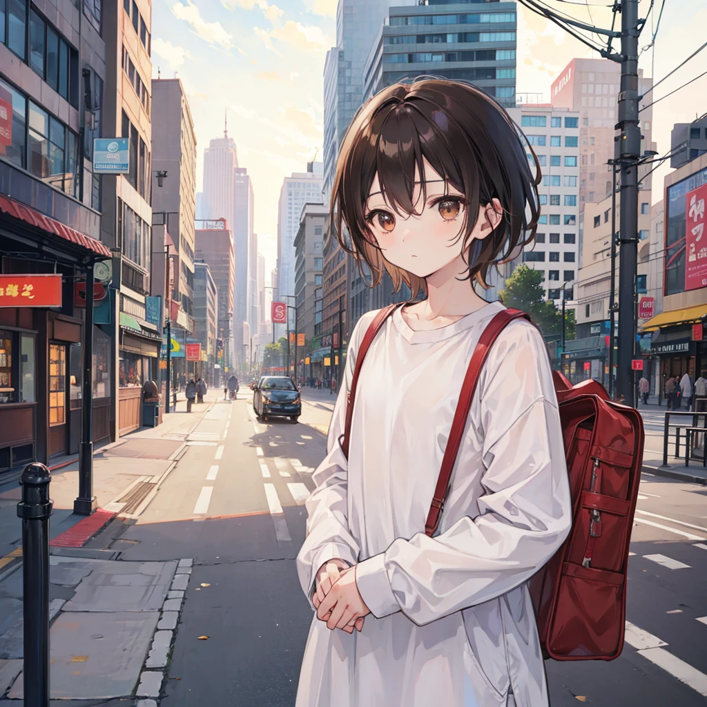 boy、City、Sleepy, Brown eyes, Simple Background, 