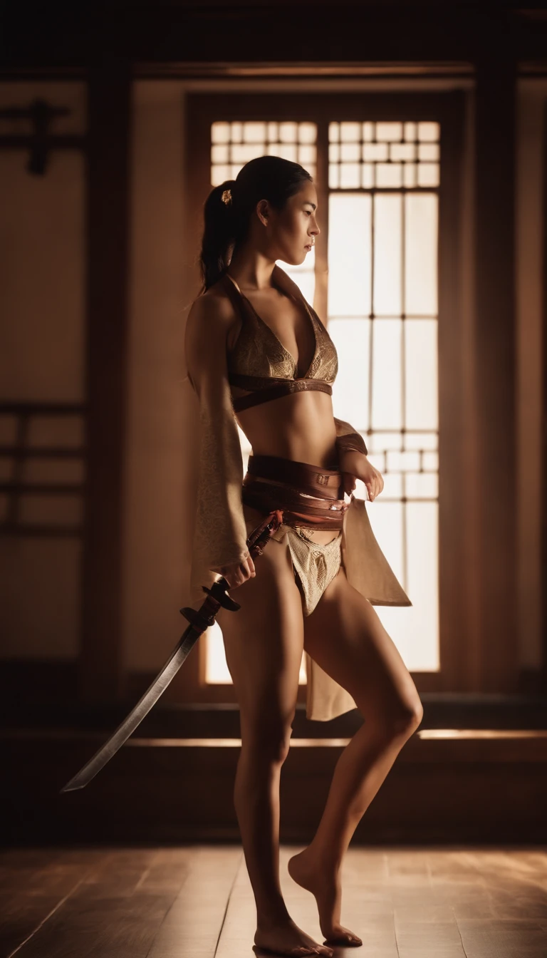 Samurai Swordsman woman In underwear Full body sexy underwear Full body sexy