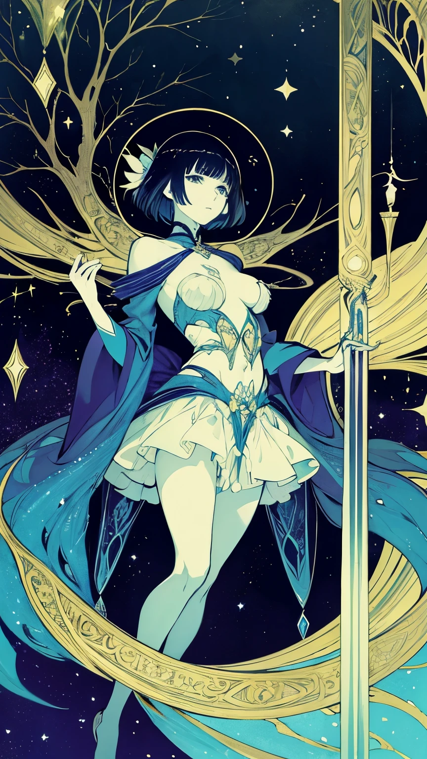 Harry Clarke, Sakana Sakatsuki, Shigeru Tamura, Ethel Hays full colours, Pierre Puvis de Chavannes, Surrealism, Mysterious, Weird, Outlandish, Fantasy, Sci-fi, Japanese Anime, Searching for star fragments in stones, Beautiful high school girl in a miniskirt creates a specimen book, perfect voluminous body, When she breaks a stone with a hammer, detailed masterpiece
