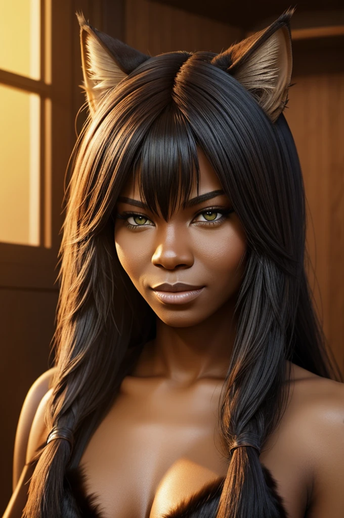 Tabaxi furry female.lomg hair stripes skin furry 