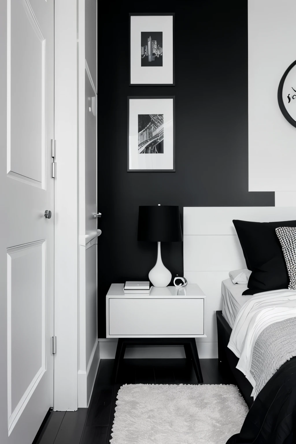 Create a black and white wall