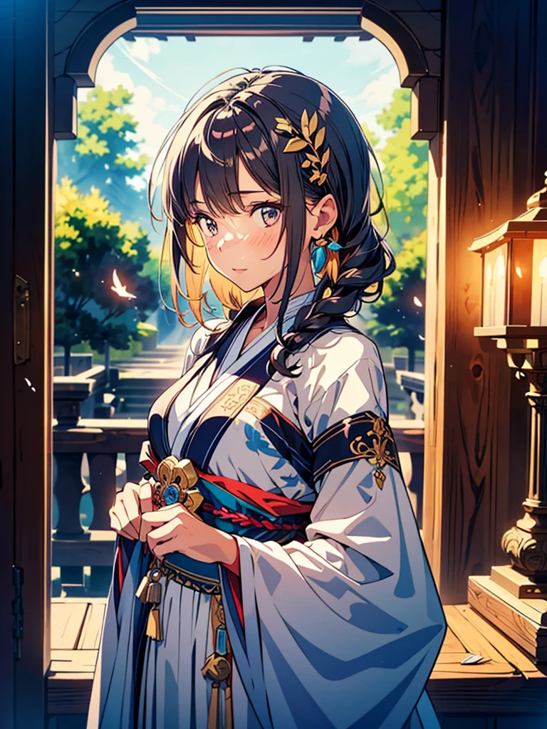(1girl:1.3),solo,__body-parts__,
official art, unity 8k wallpaper, ultra detailed, beautiful and aesthetic, beautiful, masterpiece, best quality,Fantastical Atmosphere, Calming Palette, Tranquil Mood, Soft Shading,
Miko priestess, charm spell, talisman familiar, shrine maiden duties,、 sultry look, seductive