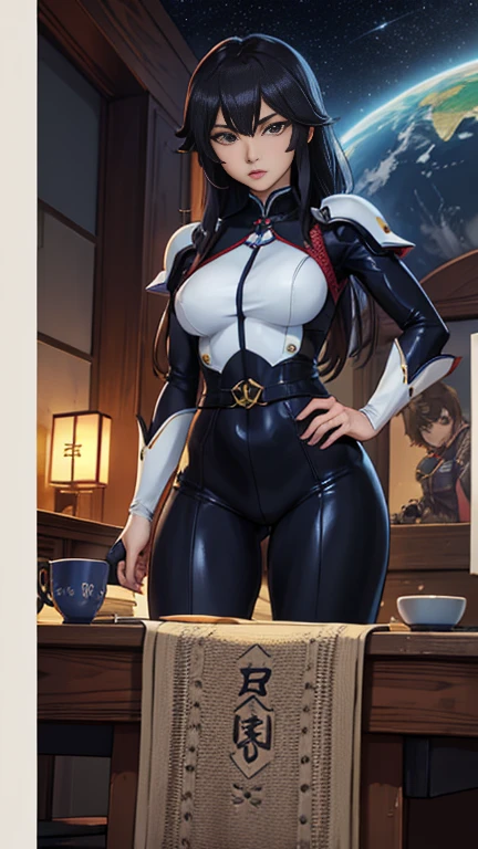 Naoyuki Kato, Masamune Shirow, Jim Burns, Erik Drudwyn, Olivia De Berardinis, Alain Aslan, Surrealism, wonder, strange, bizarre, fantasy, Sci-fi, Japanese anime, Pisces sinking into a coffee cup, comet mobile cafe, beautiful high school girl in mechanical clothes, perfect voluminous body, long time no see earth, detailed masterpiece hand coloured fine line drawings