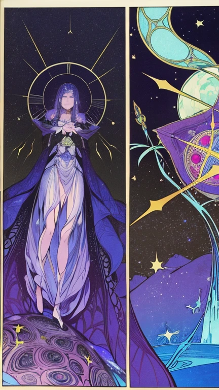 Harry Clarke, Heath Robinson, Walter Crane, Japanese Anime, Surreal Mysterious Strange Fantastic Fantasy Sci-Fi, Celestial Pendulum,  Beautiful perfect body Girl, Decomposition,  Fallen Leaves,  Flutter, Grand Piano, hyper detailed, high resolution high definition high quality masterpiece