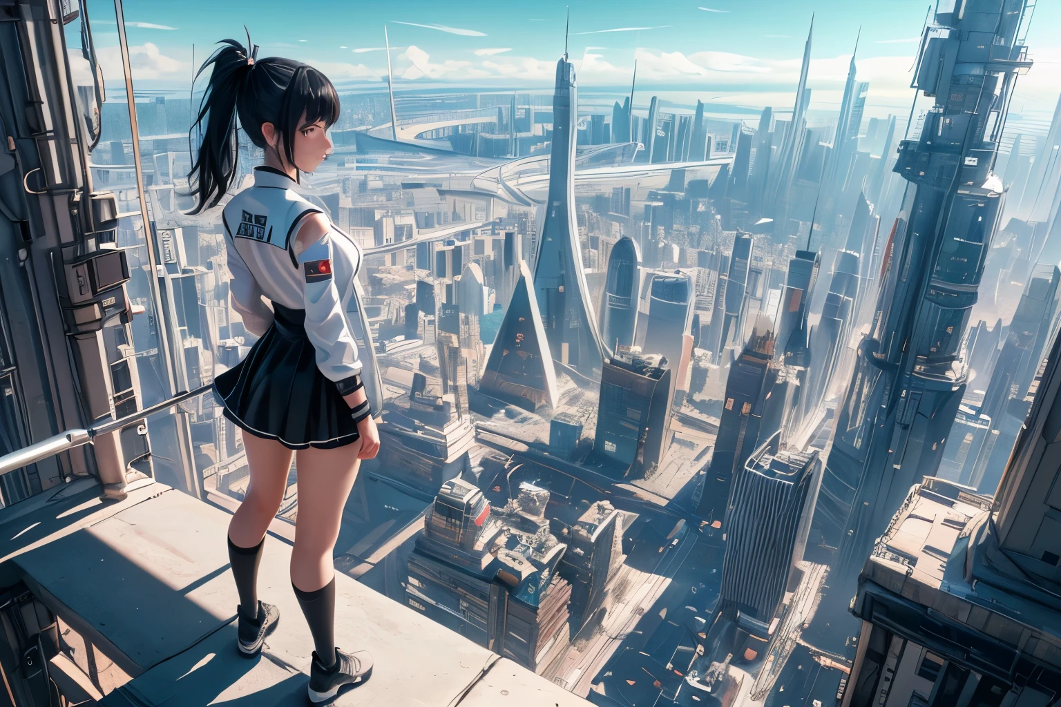  (((Background only、People are not drawn))), (dramatic, Grainy, intense:1.4),masterpiece, Highest quality, 32k Ultra HD, Insane Details, Intricate details, Super detailedな, super high quality, Attention to detail, Super detailed, masterpiece,
sf, sf, Future Technology, Flying Car、
Epic CG masterpiece, High resolution,German Touring, Furuha,8k, Super detailed graphic tension, Stunning colors, 3D Rendering, surrealism, Cinematic Lighting Effects, realism, 00 Renderer, Ultra-realistic, Super View, Ultra Wide Angle, In the city of the future、Future nation、Ultra-wide field of view、A large depiction of the sky、Miniature city、(A view from afar)、In the center stands a tall tower, the symbol of the city.、