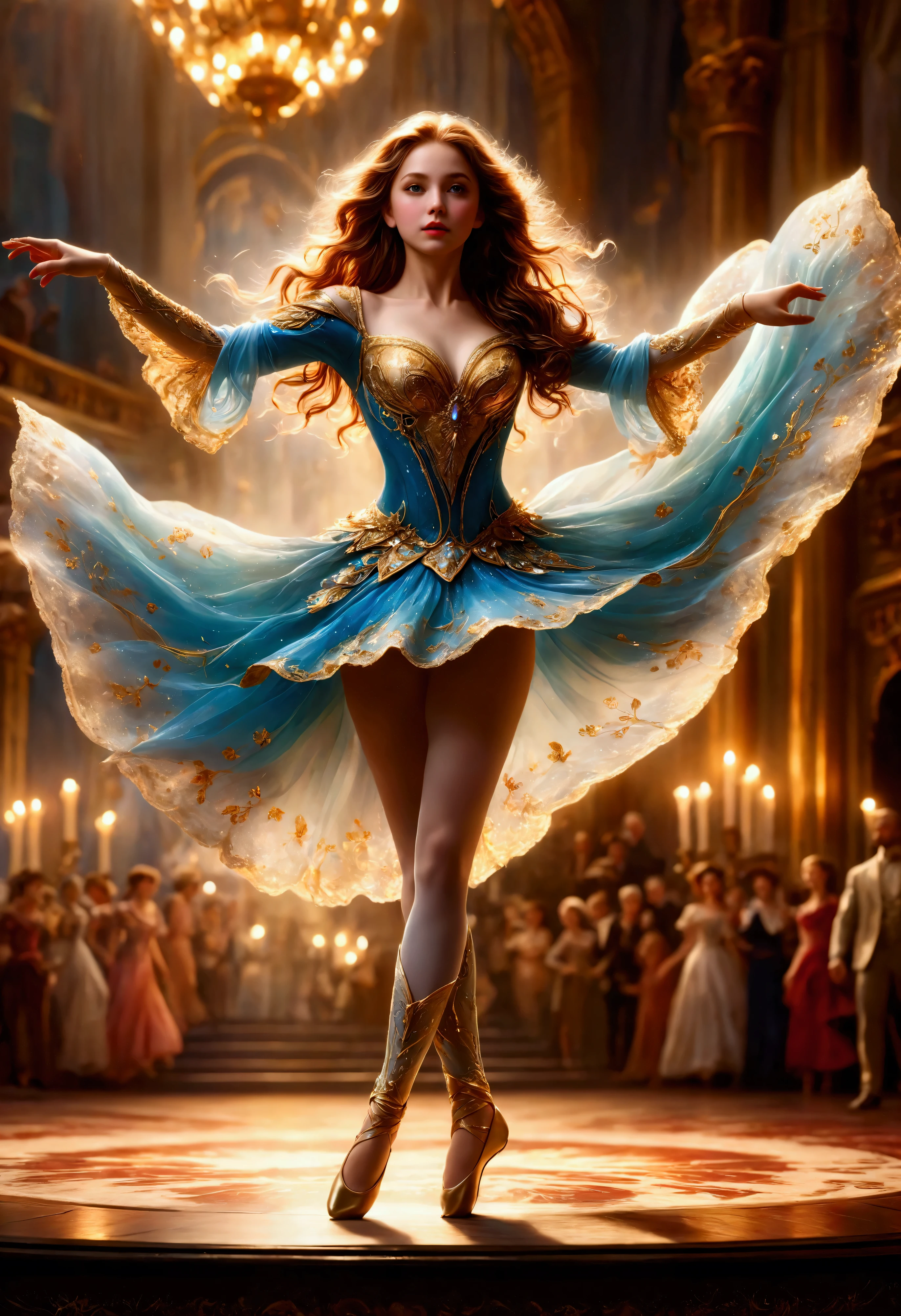 ((Masterpiece in maximum 16K resolution):1.6),((soft_color_photograpy:)1.5), ((Ultra-Detailed):1.4),((Movie-like still images and dynamic angles):1.3). | (Macro shot cinematic photo of beautiful female in a magical dancing floor), (Beautiful Female dancing), (magical dancing floor), (focus on the beautiful female dancing), (macro lens), (exotic hall), (Dark Candles), (luminous object), (Magical atmosphere), (shimmer), (aesthetic dancing floor accesories), (visual experience),(Realism), (Realistic),award-winning graphics, dark shot, film grain, extremely detailed, Digital Art, rtx, Unreal Engine, scene concept anti glare effect, All captured with sharp focus. | Rendered in ultra-high definition with UHD and retina quality, this masterpiece ensures anatomical correctness and textured skin with super detail. With a focus on high quality and accuracy, this award-winning portrayal captures every nuance in stunning 16k resolution, immersing viewers in its lifelike depiction. | ((perfect_composition, perfect_design, perfect_layout, perfect_detail, ultra_detailed)), ((enhance_all, fix_everything)), More Detail, Enhance.
