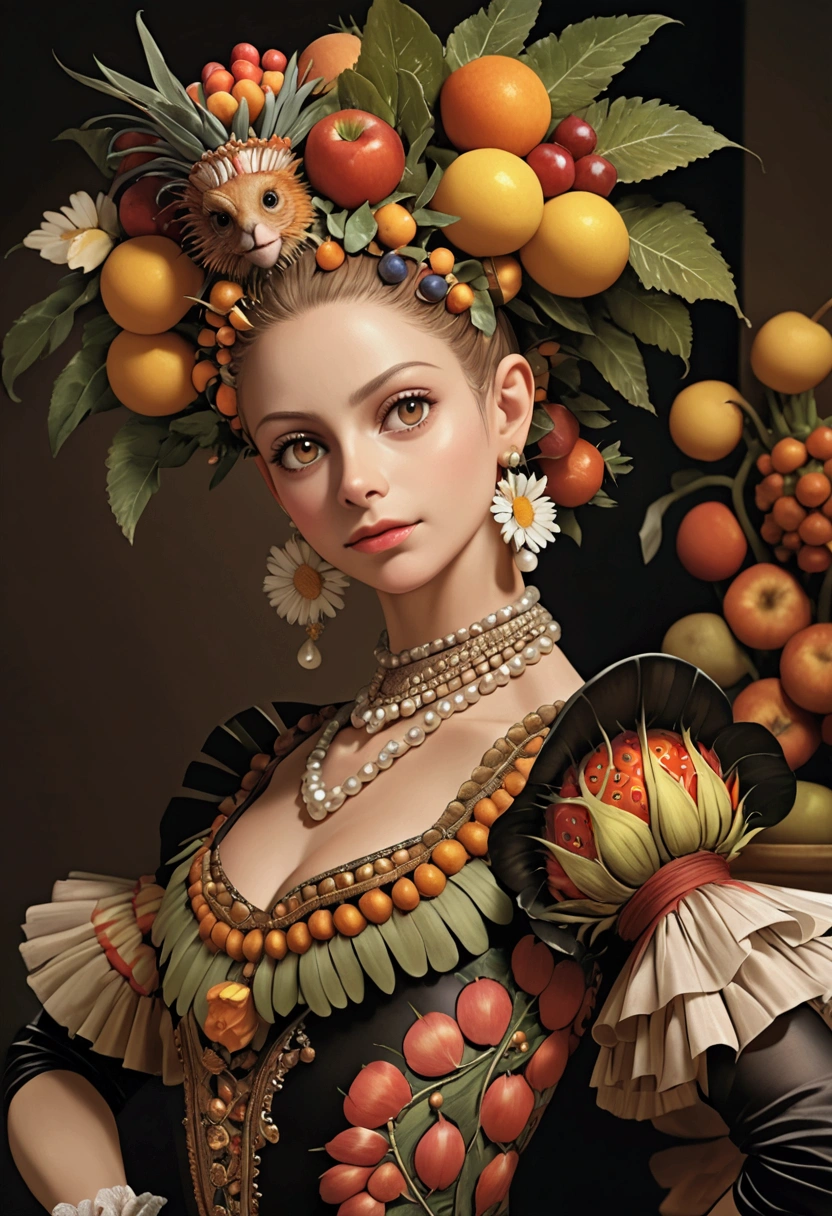 ((Inspired by Giuseppe Arcimboldo))， (1 Dancer:1.3)，Charming pose,  (masterpiece), best quality, high resolution