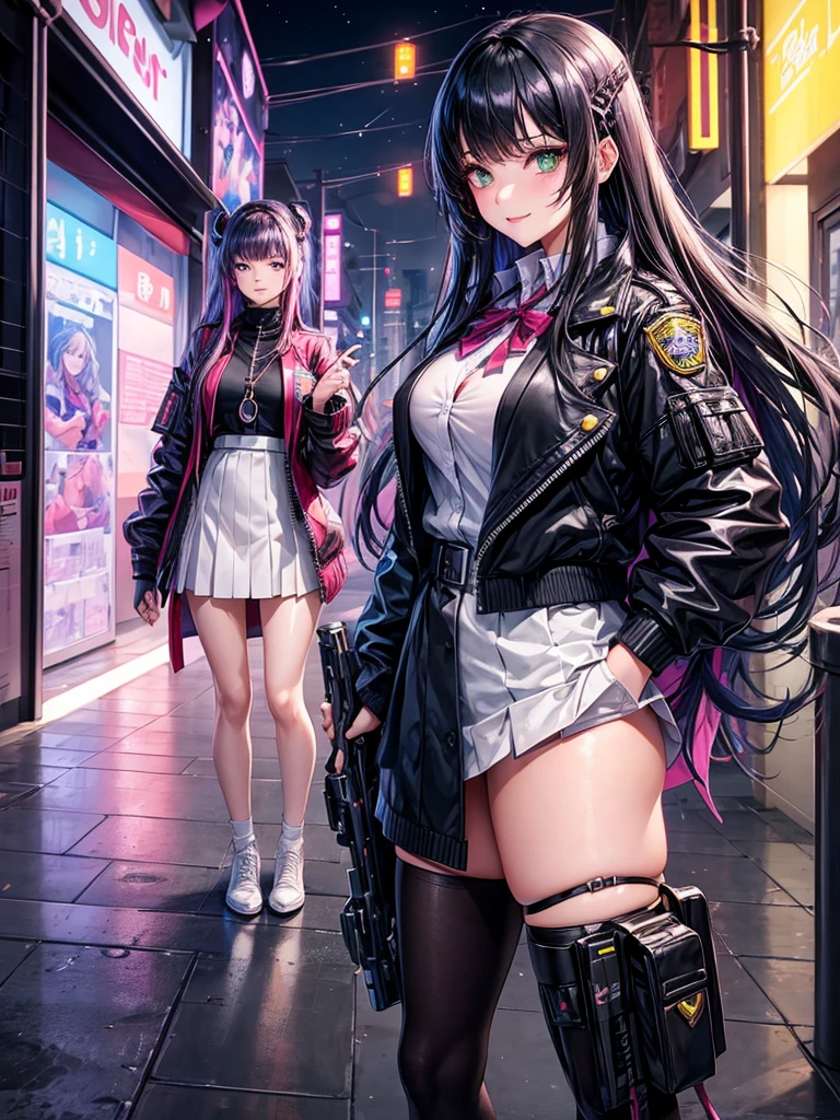 high school girl，smile，Beautiful girls，Beautiful girl from another world，A whole new beautiful girl，JK latest fashion，Girl with a weapon in her hand，Cyberpunk uniforms，The best quality to get you horny，Psychic，Wizard，battle，Colorfulな髪色，Perfect Girl，Super cute girl，Cyberpunk Background，The fusion of fashion and aesthetics，Sparkly Fashion，Cute uniform，Uniform of the Future，Wearing a cardigan，Long Hair、Sparkling eyes，She has her bangs down，Colorful，Ultra HD，Young girl，sex，Green Eyes，Naughty Girls，Full body image，Big Breasts，Beautiful Girl&#39;s Paradise，Fashion Girl，Naughty Girls，Beautiful Girl Country，High-dimensional beautiful girl，A beautiful girl who transcends everything，Pink Cardigan，So beautiful，Absurd，Beautiful girls，The psychology of beautiful legs，The pinnacle of aesthetics，beauty incarnate