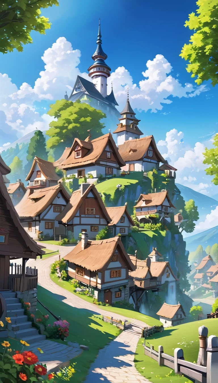 noon, Blue sky, cloud, landscape, Fairy Tale Village