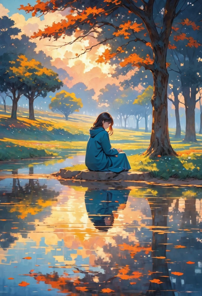 Reflected in an image , the feeling of loneliness and retention of feelings